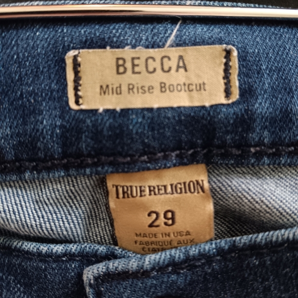 True Religion Becca Mid Rise Bootcut Jeans size 29 Flap Pocket - Picture 9 of 10
